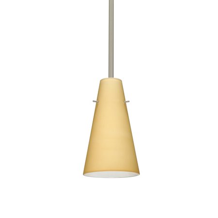 BESA LIGHTING Cierro Stem Pendant, Vanilla Matte, Satin Nickel Finish, 1x100W Incandescent 1TT-4124VM-SN